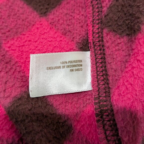 Old Navy Girls Vest Pink Brown Buffalo Plaid Fleece M (8) 2010 Zip Front - Picture 10 of 12